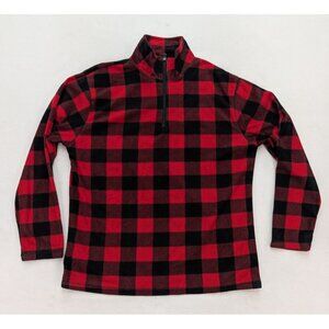Rugged Wear Men's 1/4 Zip Fleece Sweater Size XL Red Black Buffalo Plaid